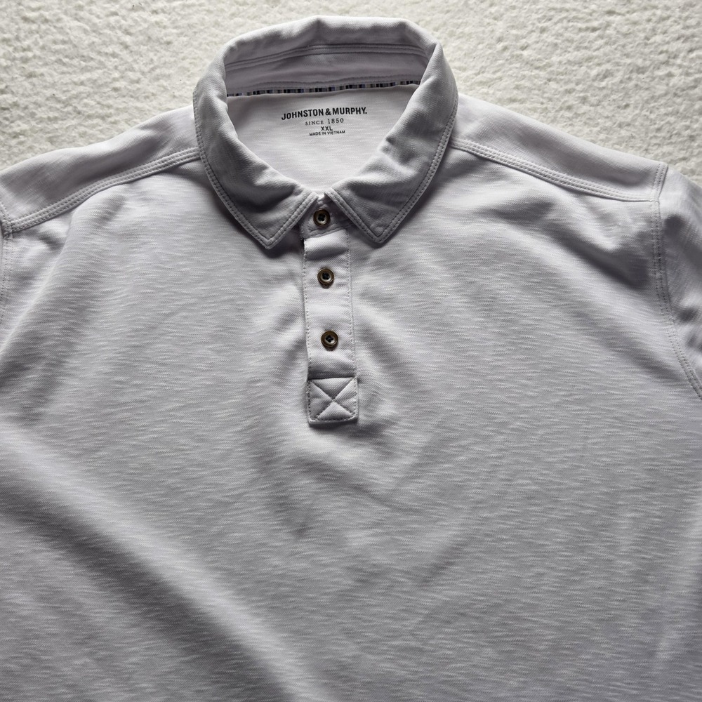 Johnston & Murphy Polo Shirt Mens 2XL Gray Solid Modal Jersey Knit Casual Top